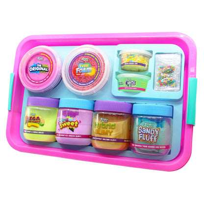 SLIMY Ultimate Bucket Fun - Original Slimy Slime Set with 8 Different Play Masses and Magical Mix-Ins, Maximum Fun for Children with Slime and Elastic Play Clay in Gift Set