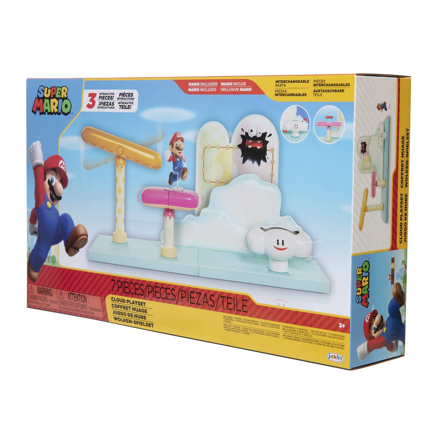 NINTENDO 192995402003 Super Play Set-Clouds World-Includes 6 cm Mario Figure, Black, 25 x 7,5 x 18 cm