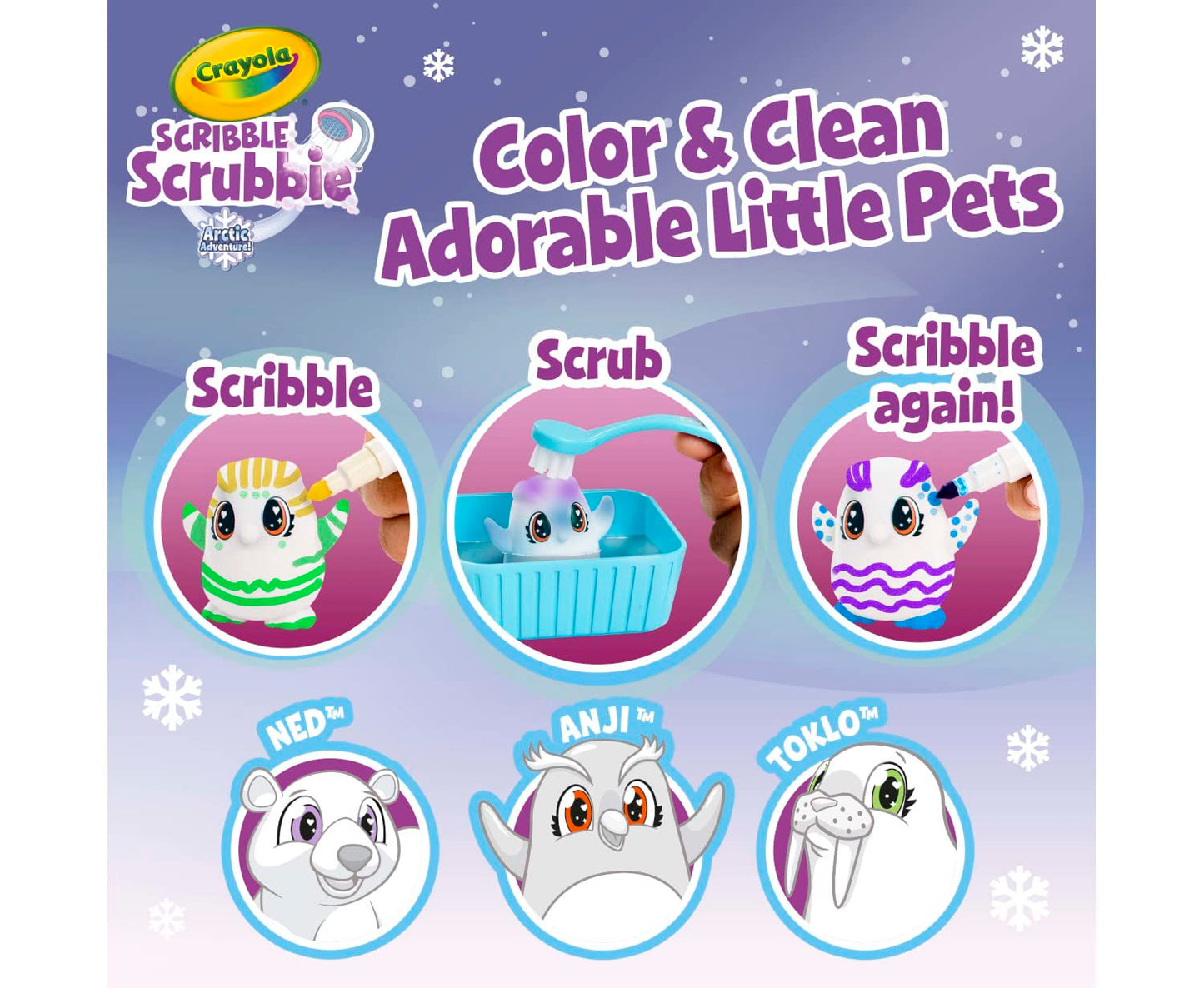 Crayola Scribble Scrubbie Pets Arctic Snow Explorer, Color & Wash Creative Toy, Gift for Kids, Age 3, 4, 5, 6