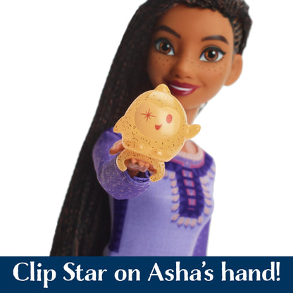 Mattel Disney's Wish Singing Asha of Rosas Fashion Doll & Star Figure, Posable with Removable Outfit, Sings ?This Wish? in English, HPX26