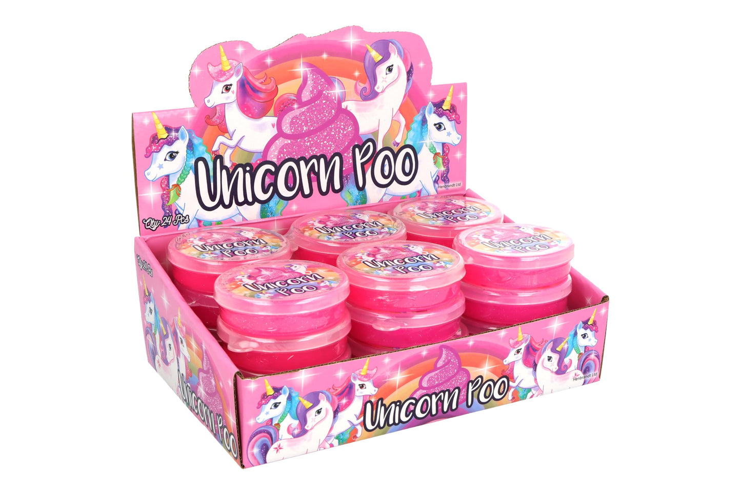 Henbrandt Glitter Unicorn Poo Pink Putty Tub of Slime Squishy Stretchy Poo Toys Stress Relief Toy for Kids Putty Unicorn Party Bag Favours Loot Bag Fillers Lucky Dip Favours Stocking Fillers