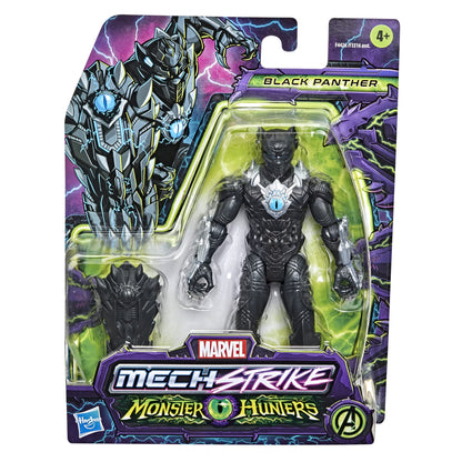 Marvel Hasbro Avengers Mech Strike Monster Hunters Black Panther Toy, 15 cm-Scale Action Figure, Toys for Kids Ages 4 and Up, Multicolor, One Size (F4426)