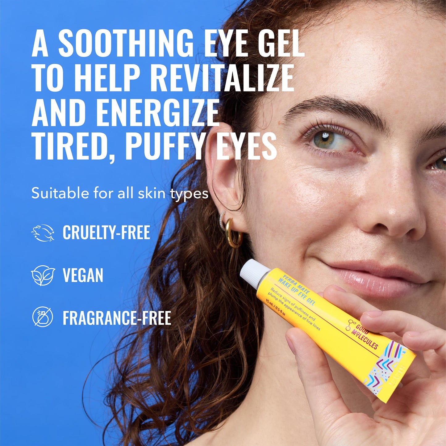 Good Molecules Yerba Mate Wake Up Eye Gel - Yerba Mate, Hyaluronic Acid and Caffeine to Hydrate, Minimize Puffiness and Swelling - Skincare for Face