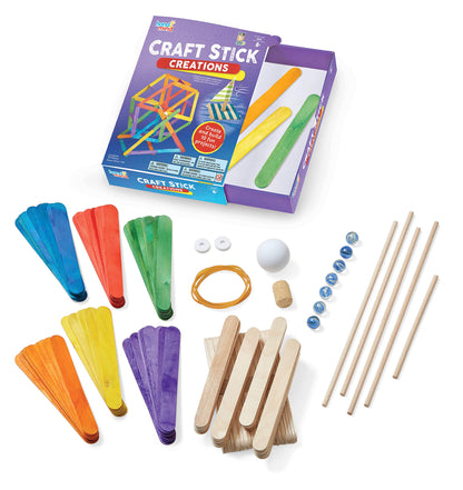 Learning Resources Craft Stick Creations 10 Science Experiments, Activity Book for Kids Ages 9-12, Jumbo Craft Stick Kit for Science, Technology, Maths & Engineering Activities, Multi-coloured