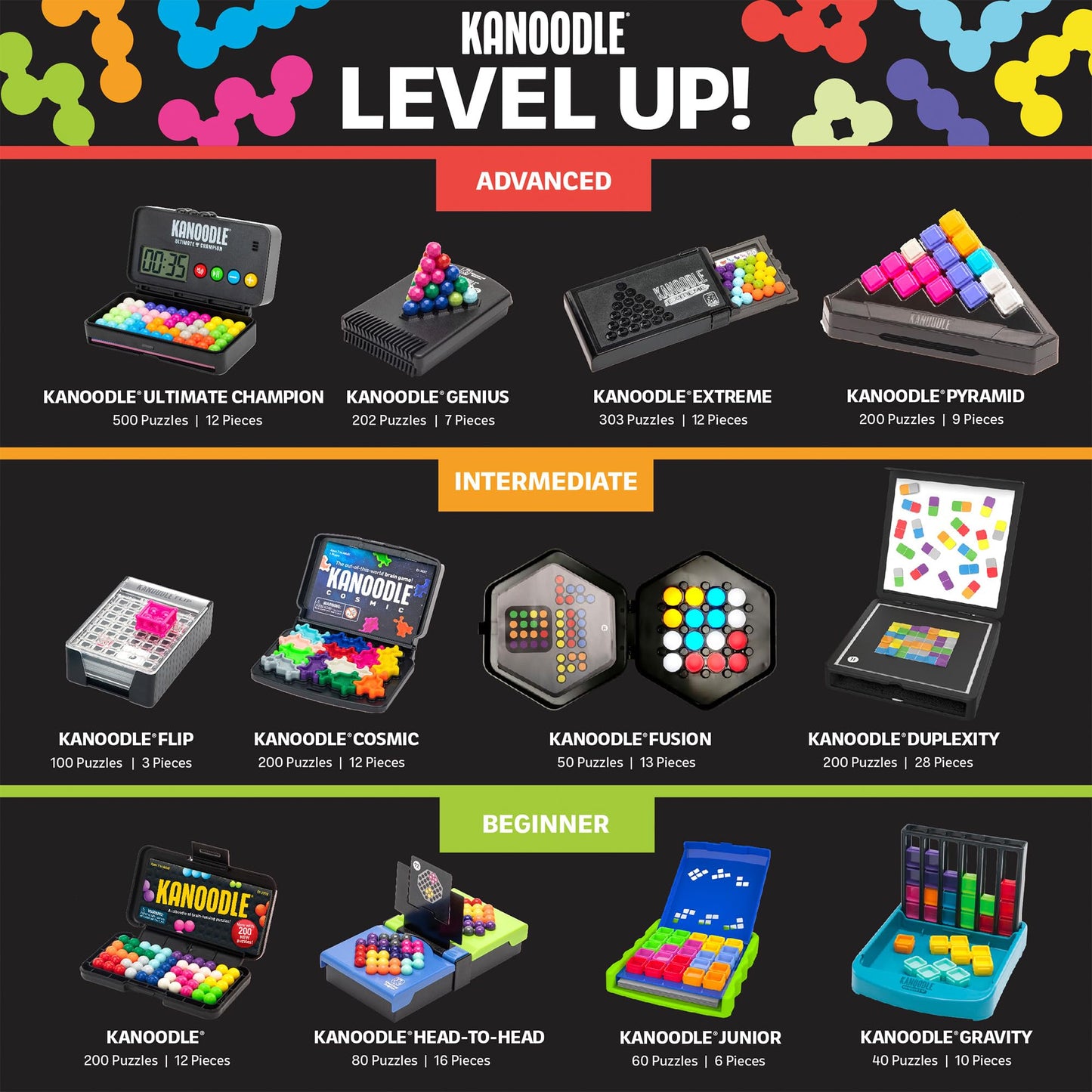 Learning Resources Kanoodle Genius 3-D Puzzle Brain Teaser Game for Adults, Teens & Kids, Over 200 Challenges, Stocking Filler, Gift for Ages 8+