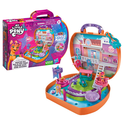 My Little Pony Mini World Magic Compact Creation Maretime Bay Toy - Portable Playset with Sunny Starscout Pony for Children from 5 Years, Multicoloured, F5248, 5.1 x 20.3 x 16.5 cm