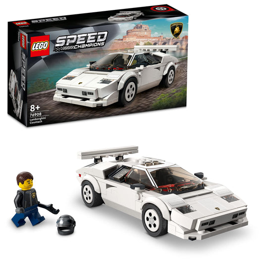 LEGO 76908 Speed Champions Lamborghini Countach, Race Car Toy Model Replica, Collectible Building Set with Racing Driver Minifigure, Multicolor