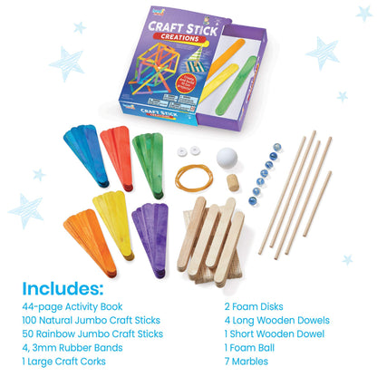 Learning Resources Craft Stick Creations 10 Science Experiments, Activity Book for Kids Ages 9-12, Jumbo Craft Stick Kit for Science, Technology, Maths & Engineering Activities, Multi-coloured