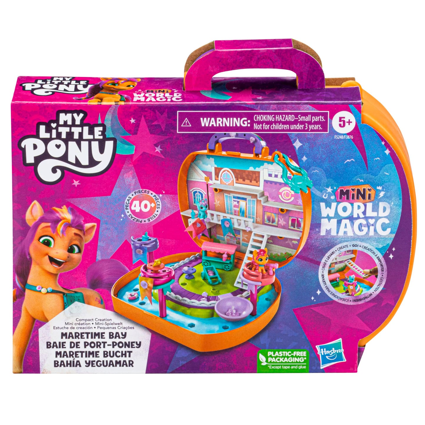 My Little Pony Mini World Magic Compact Creation Maretime Bay Toy - Portable Playset with Sunny Starscout Pony for Children from 5 Years, Multicoloured, F5248, 5.1 x 20.3 x 16.5 cm
