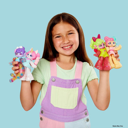 Jelli Crush 18508 Doublicious 2 Pack, Bubba Gumm and Gummi Sours, Squishy, Smooshy, Stretchy Candy Unicorn Themed Dolls with Unique Charms Inside, Medium