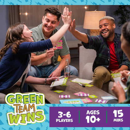 Goliath Games - Green Team Wins, The Game of Thinking Like a Winner, Family Party Games, for 3-6 Players, Ages 10+